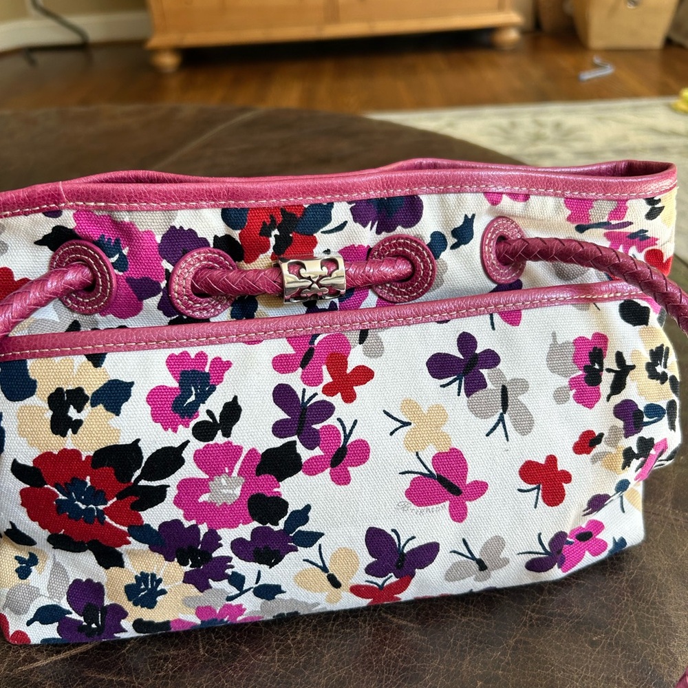 Floral Canvas Brighton Tote with Pink Accents